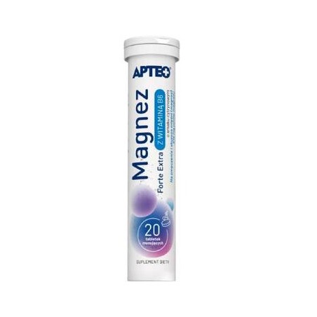  Magnez Forte Extra z witaminą B6 o smaku cytrynowym APTEO, 20 tabletek musujących 