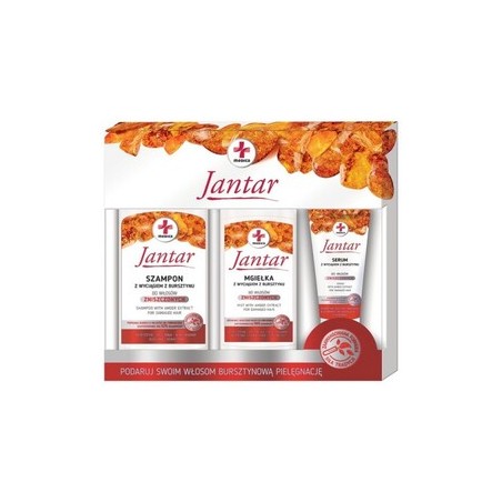  Zestaw Jantar Medica, szampon do włosów zniszczonych, 330 ml + mgiełka, 200 ml + serum, 30 ml 