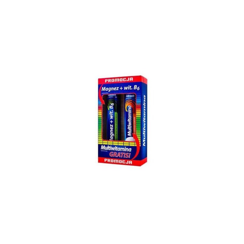 Zdrovit Magnez z witaminą B6, 24 tabletki musujące + Multiwitamina, 20 tabletek musujących 