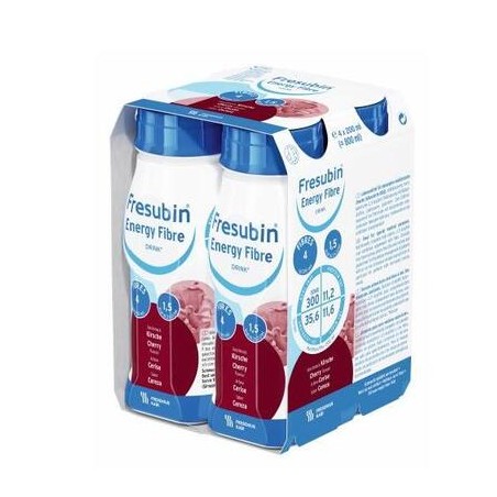 Fresubin Energy Fiber o smaku wiśniowym 4 butelki po 200 ml