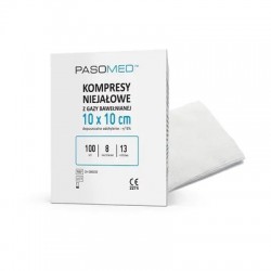 Pasomed Kompresy niejałowe 13-nitkowe, 8-warstwowe, 10 cm x 10 cm, 100 sztuk