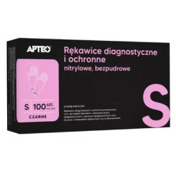 Apteo, Rękawice diagnostyczne i ochronne nitrylowe, bezpudrowe, czarne S