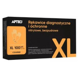 Apteo, Rękawice diagnostyczne i ochronne nitrylowe, bezpudrowe, czarne XL