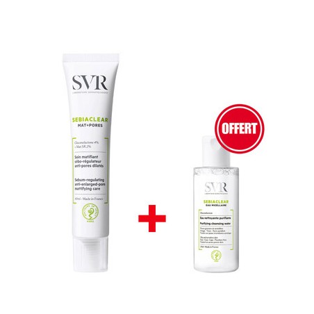 SVR SEBIACLEAR ZESTAW MAT+PORES - KREM MATUJĄCY 40 ml + WODA MICELARNA 75 ml 