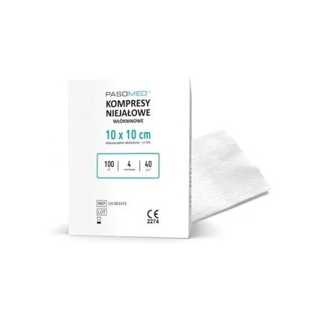  Pasomed Kompresy niejałowe 13-nitkowe, 8-warstwowe, 7,5 cm x 7,5 cm, 100 sztuk 