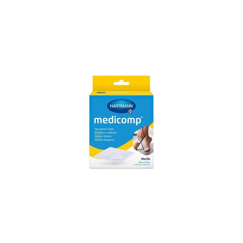 Medicomp, kompresy jałowe, włókninowe, 4-warstwowe, 7,5 cm x 7,5 cm, 5 x 2 sztuki 