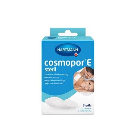  Cosmopor E, opatrunek na ranę, jałowy, samoprzylepny, z warstwą chłonną, 7,2 cm x 5 cm, 5 sztuk 
