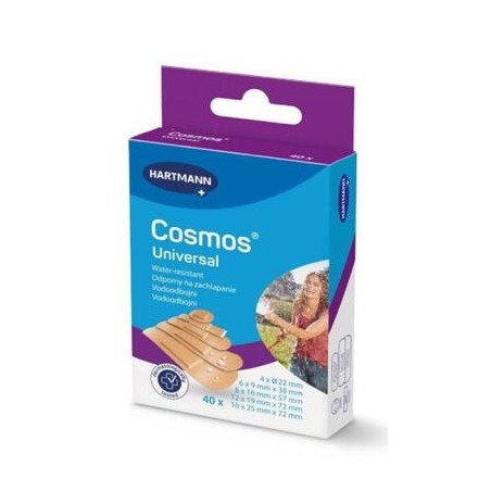  Cosmos Water-Resistant Universal, plastry z opatrunkiem, 5 rozmiarów, 40 sztuk 