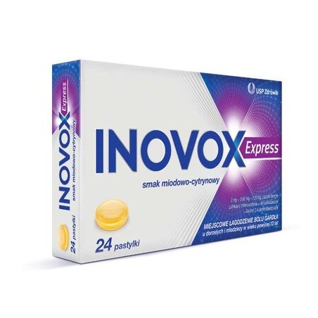 Inovox Express o smaku miodowo-cytrynowym, 24 pastylki