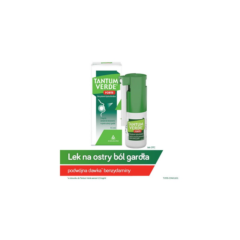 Tantum Verde Forte 3 mg/ ml, aerozol do stosowania w jamie ustnej i gardle, 15 ml 