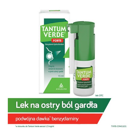  Tantum Verde Forte 3 mg/ ml, aerozol do stosowania w jamie ustnej i gardle, 15 ml 