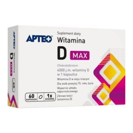  Apteo Witamina D MAX 4000j, 60 kapsułek 