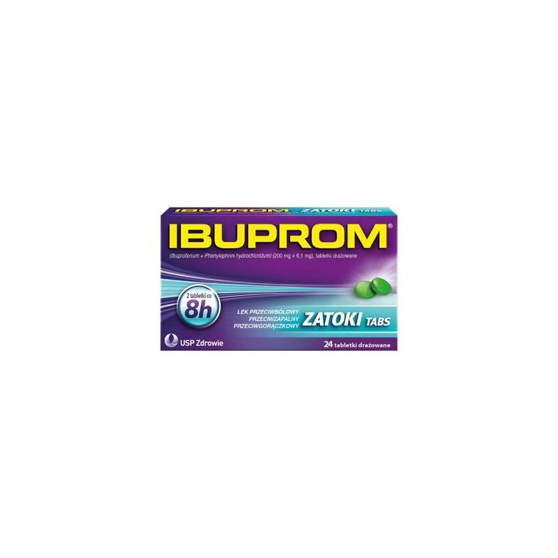 Ibuprom Zatoki Tabs, 200 mg+6,1 mg, 24 tabletki drażowane Apteka Moderna