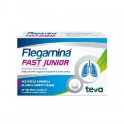 Flegamina Fast Junior, 4 mg, tabletki ulegające rozpadowi w jamie ustnej, 20 sztuk