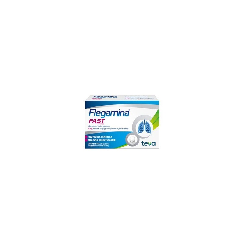Flegamina Fast, 8 mg, tabletki ulegające rozpadowi w jamie ustnej, 20 sztuk 