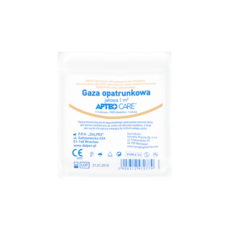 Gaza opatrunkowa jałowa Apteo Care 1m2, 1 sztuka 