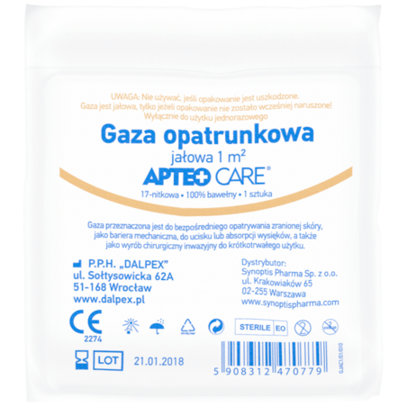  Gaza opatrunkowa jałowa Apteo Care 1m2, 1 sztuka 