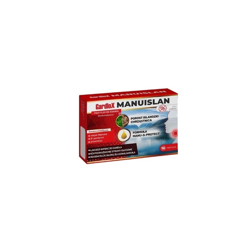 Gardlox Manuislan bez cukru, 16 pastylek 