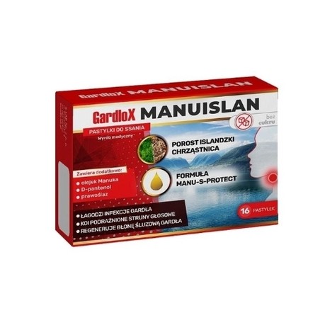 Gardlox Manuislan bez cukru, 16 pastylek