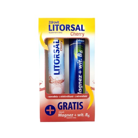  Litorsal Zdrovit Cherry + Zdrovit Magnez + witamina B6, 24 tabletek musujących 