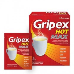 Gripex Hot Max (HotActiv Forte), proszek do sporządzania roztworu (1g+100mg+12,2mg)/sasz., 8 saszetek