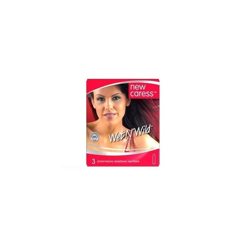 Unimil New Caress Wet N'Wild, prezerwatywy dodatkowo nawilżane, 3 sztuki 