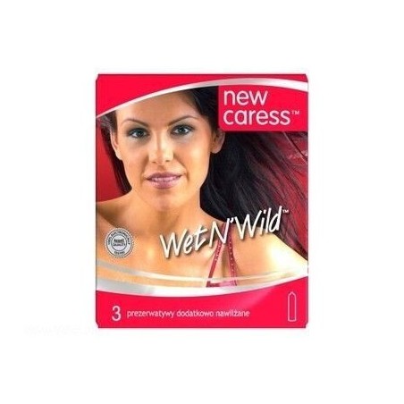Unimil New Caress Wet N'Wild, prezerwatywy dodatkowo nawilżane, 3 sztuki