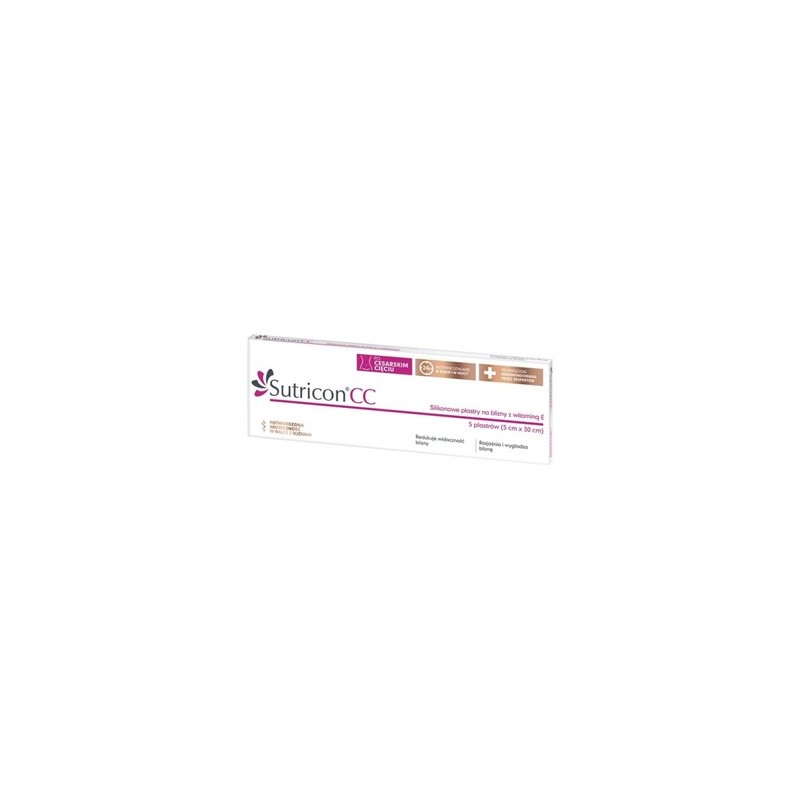Sutricon CC, plastry silikonowe na blizny po cesarskim cięciu, 5 cm x 30 cm, 5 sztuk 