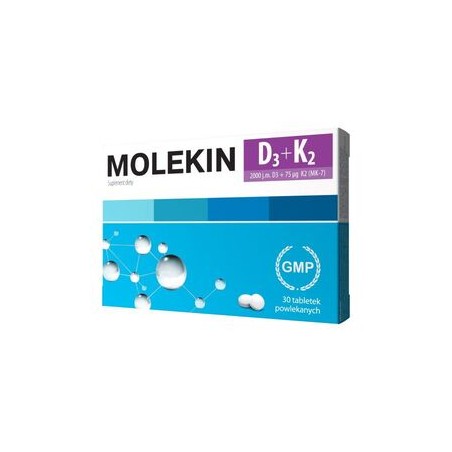 Molekin D3 + K2, witamina D 2000 j.m. + witamina K 75 µg, 30 tabletek powlekanych