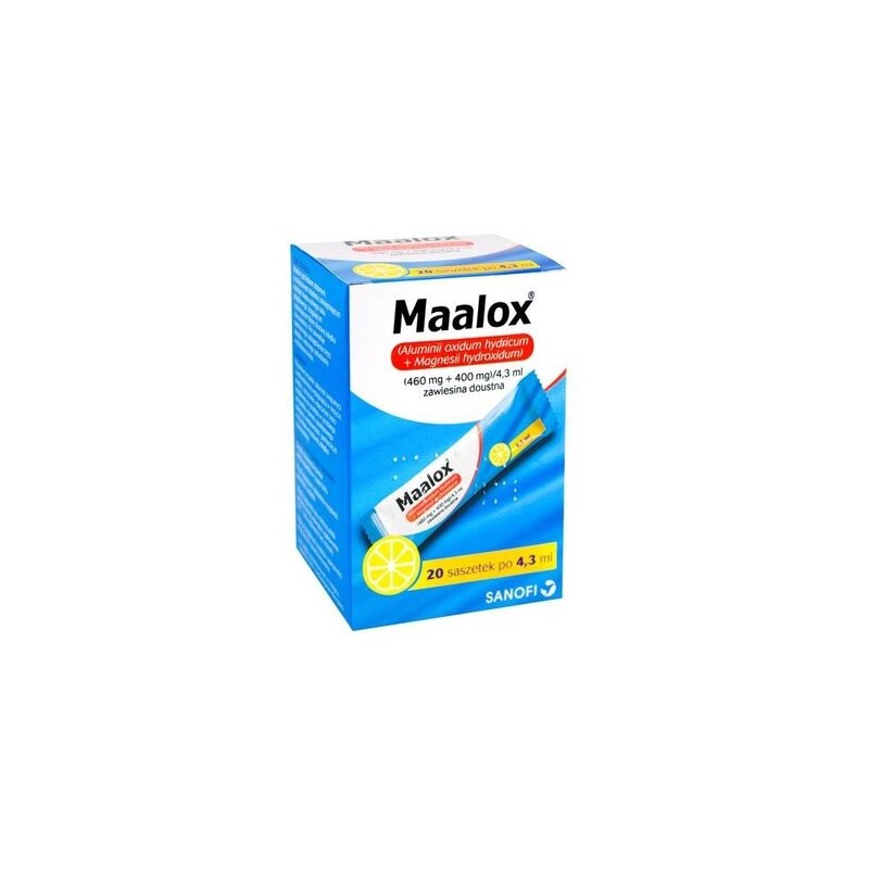 Maalox (460 mg + 400 mg)/ 4,3 ml, zawiesina doustna, 4,3 ml x 20 saszetek 
