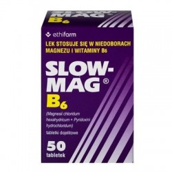 Slow-Mag B6, 64 mg + 5 mg, 50 tabletek dojelitowych
