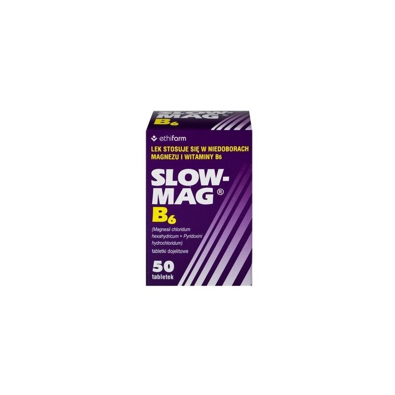 Slow-Mag B6, 64 mg + 5 mg, 50 tabletek dojelitowych 