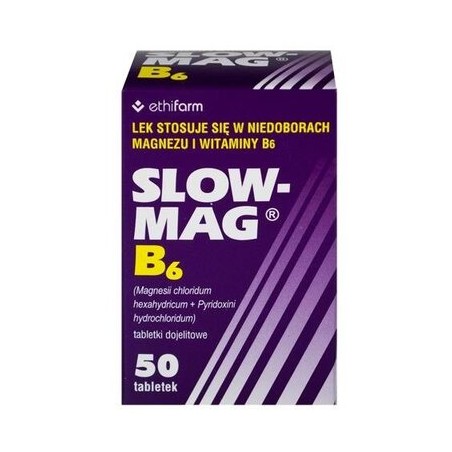 Slow-Mag B6, 64 mg + 5 mg, 50 tabletek dojelitowych