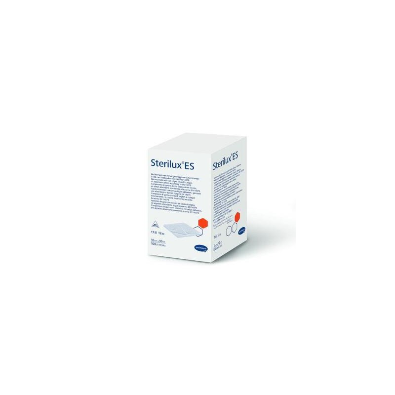 Sterilux ES Kompresy z gazy niejałowej 17-nitkowe 12-warstwowe, 10cm x 10cm, 100 sztuk 