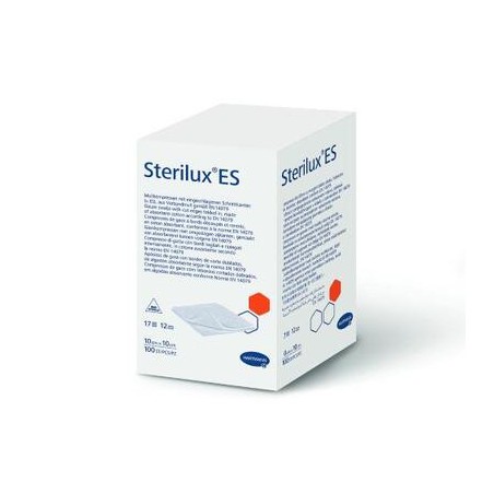  Sterilux ES Kompresy z gazy niejałowej 17-nitkowe 12-warstwowe, 10cm x 10cm, 100 sztuk 