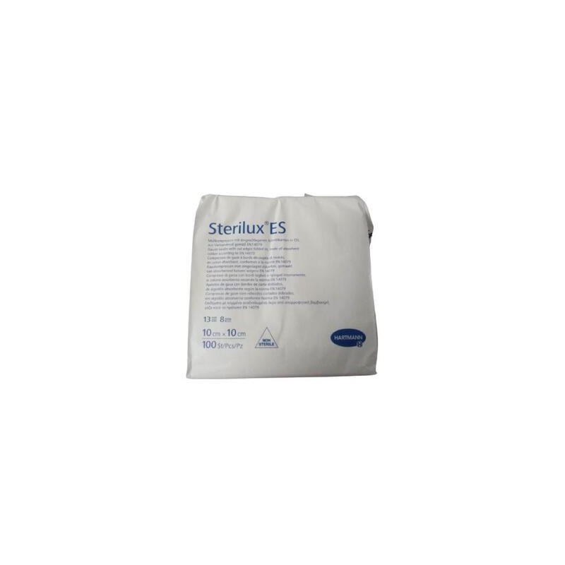 Sterilux ES Kompresy z gazy niejałowej 13-nitkowe 8-warstwowe, 10cm x 10cm, 100 sztuk 