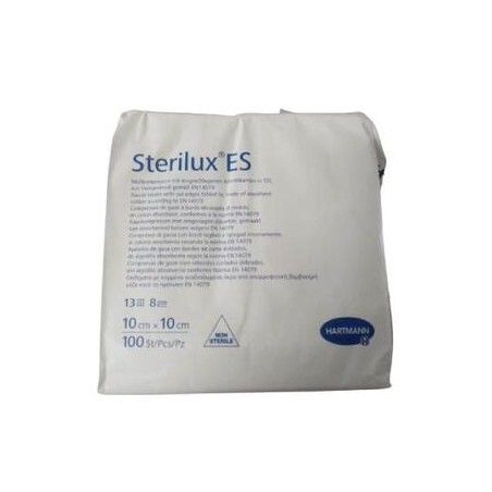 Sterilux ES Kompresy z gazy niejałowej 13-nitkowe 8-warstwowe, 10cm x 10cm, 100 sztuk