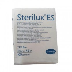 Sterilux ES Kompresy z gazy niejałowej 13-nitkowe 8-warstwowe, 7,5cm x 7,5cm, 100 sztuk