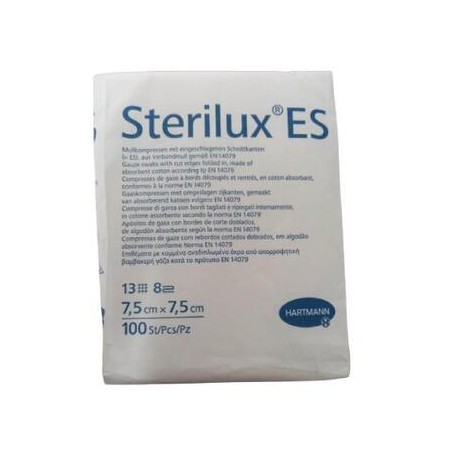 Sterilux ES Kompresy z gazy niejałowej 13-nitkowe 8-warstwowe, 7,5cm x 7,5cm, 100 sztuk