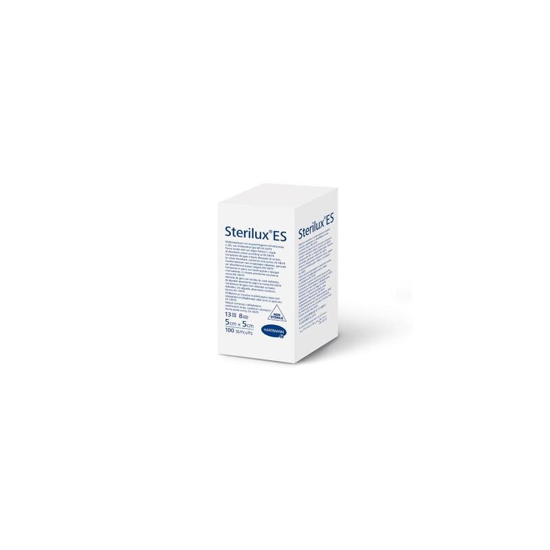 Sterilux ES Kompresy z gazy niejałowej 13-nitkowe 8-warstwowe, 5cm x 5cm, 100 sztuk 