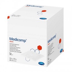 Kompresy włókninowe jałowe Medicomp Drain 7,5 cm x 7,5 cm, 50 sztuk