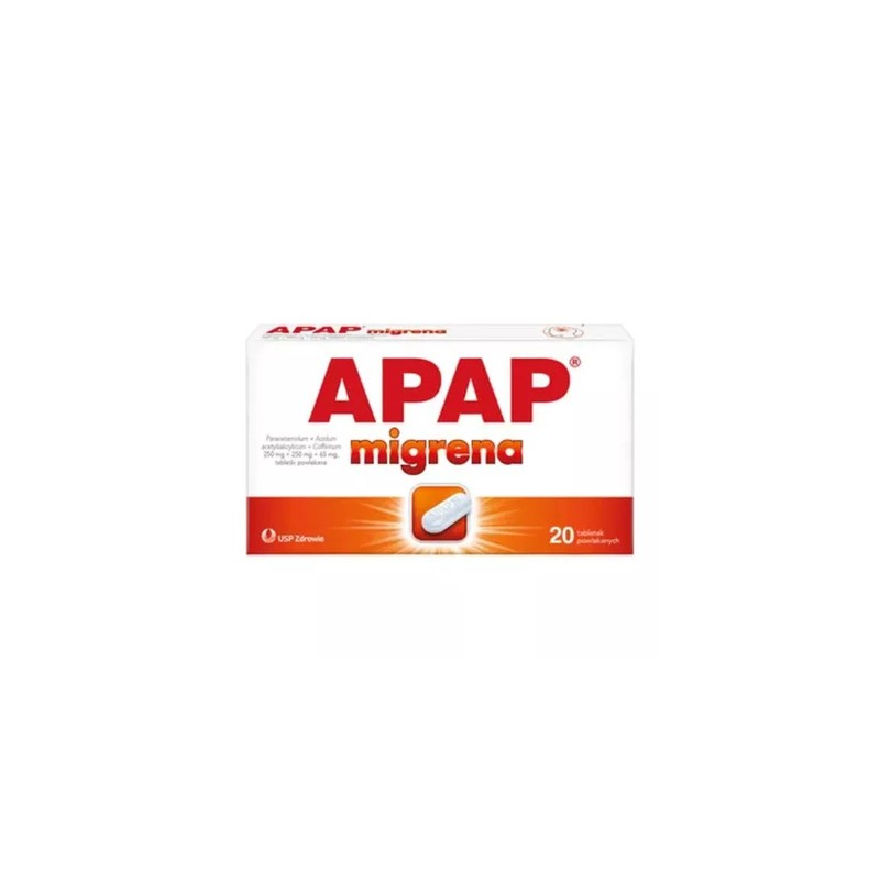 Apap migrena, 250 mg + 250 mg + 65 mg, 10 tabletek powlekanych 
