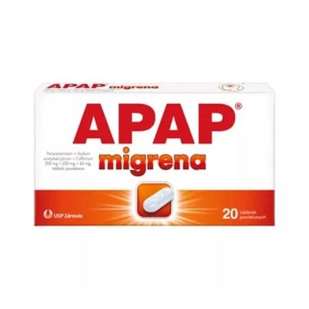 Apap migrena, 250 mg + 250 mg + 65 mg, 10 tabletek powlekanych