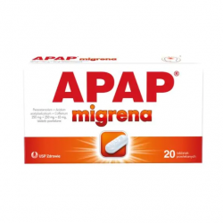 Apap migrena, 250 mg + 250 mg + 65 mg, 20 tabletek powlekanych