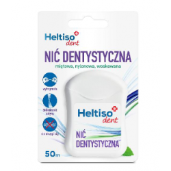 HELTISO DENT Nić dentystyczna miętowa nylonowa woskowana, 1 sztuka 50 metrów