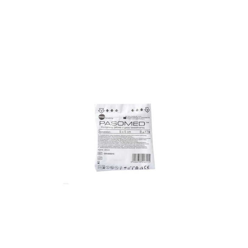 Kompres jałowy 17 - nitkowy 8 - warstwowy 5 cm x 5 cm PASO, 1 sztuka 