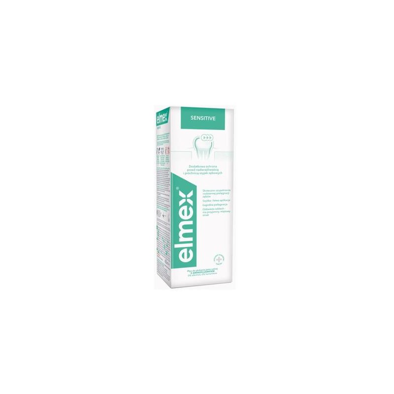 Elmex Sensitive Plus, płyn do płukania jamy ustnej z aminofluorkiem, bez alkoholu, 400 ml 