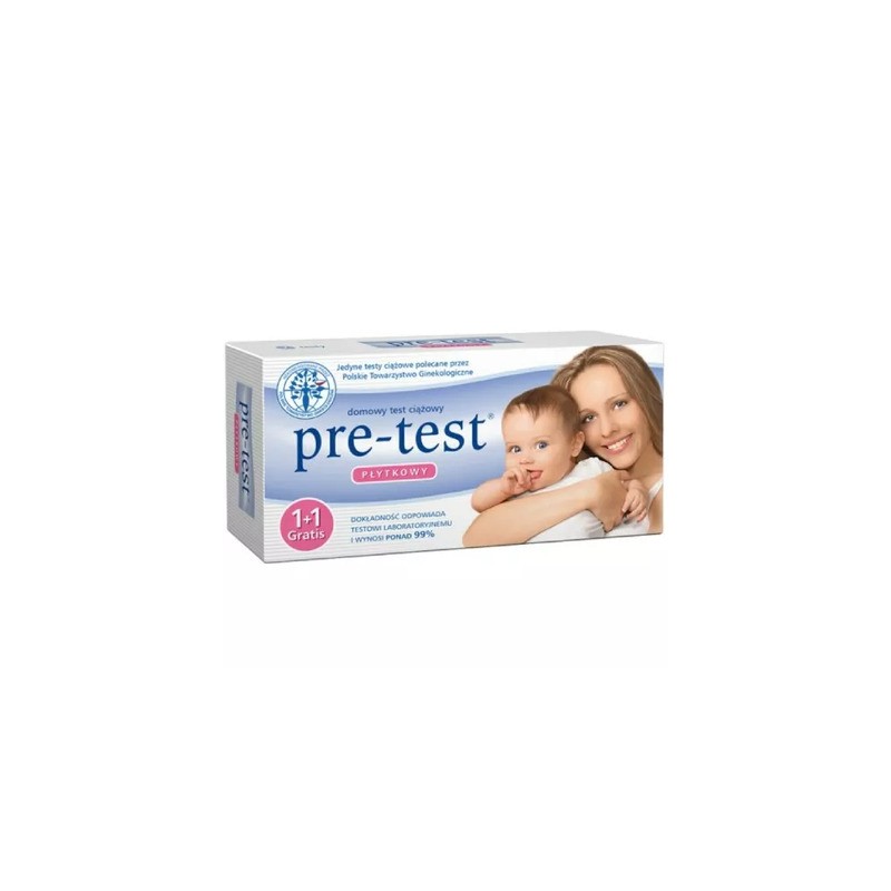 Pre-test test ciążowy płytkowy, 1+1 Gratis 
