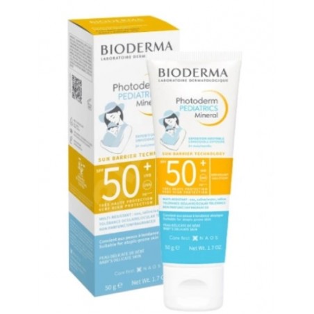  Bioderma Photoderm Pediatrics, fluid mineralny dla dzieci, do skóry wrażliwej i alergicznej, SPF 50+, 50 g 