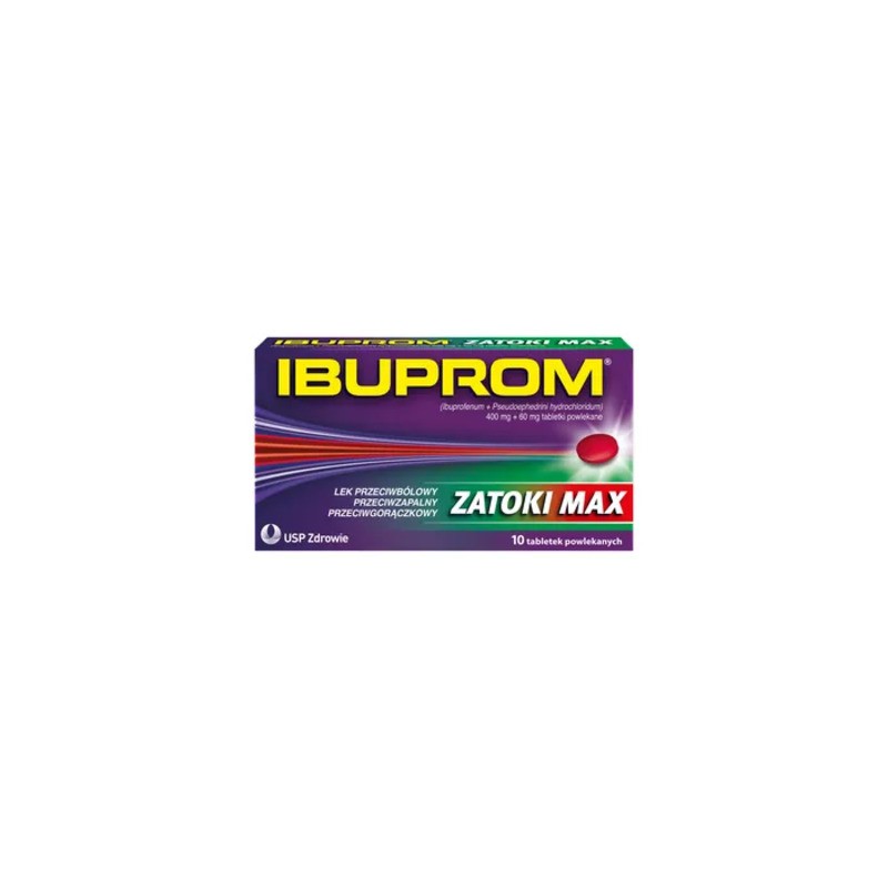 Ibuprom Zatoki Max 400mg+60mg 10 tabl. Apteka Moderna